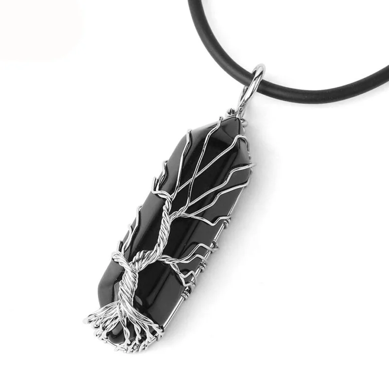 Collier Noir Arbre De Vie